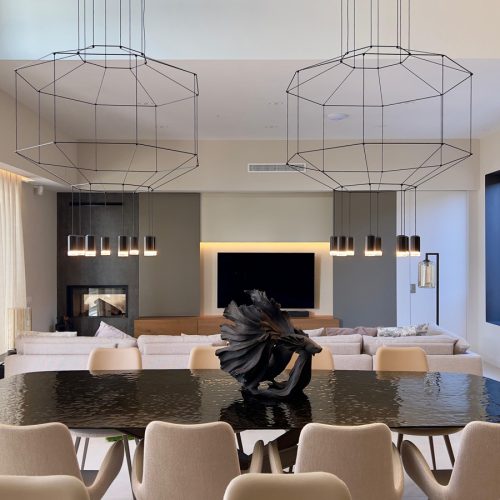 Diseño salón con lámparas wireflow de @Vibia